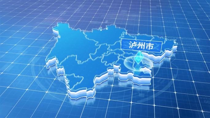 四川泸州市蓝色科技感定位地图