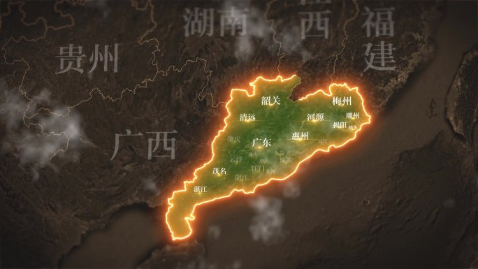 广东省复古历史地图AE模板