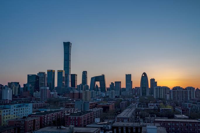 北京国贸CBD城市地标震撼日转夜