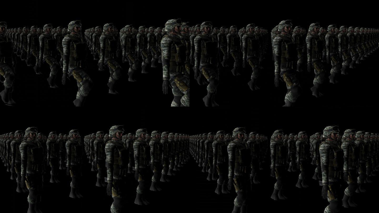 士兵军队概念3D渲染动画