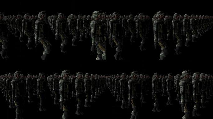 士兵军队概念3D渲染动画