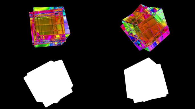 玻璃立方体环4K赛博朋克全息