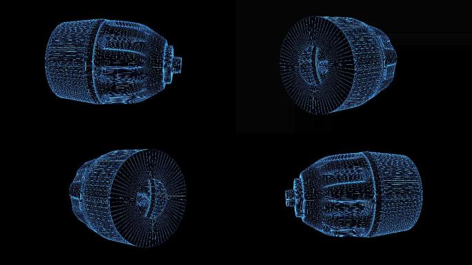 4K蓝色全息科技线框钻头动画带通道