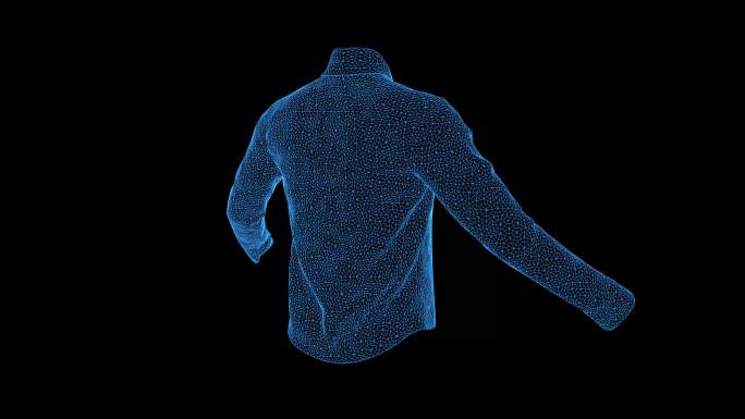 4K蓝色线框全息科技衬衫男动画素材带通道