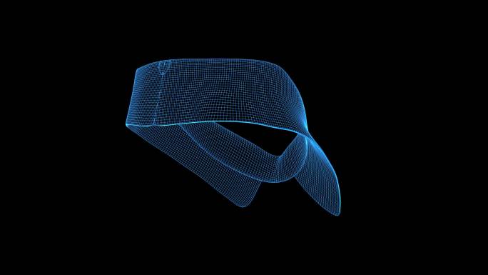 4K蓝色线框全息科技衣领动画素材带通道