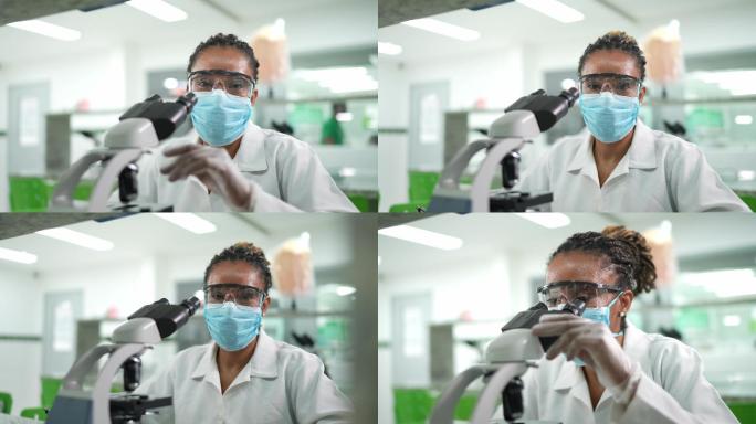 实验室里女人的肖像——戴口罩