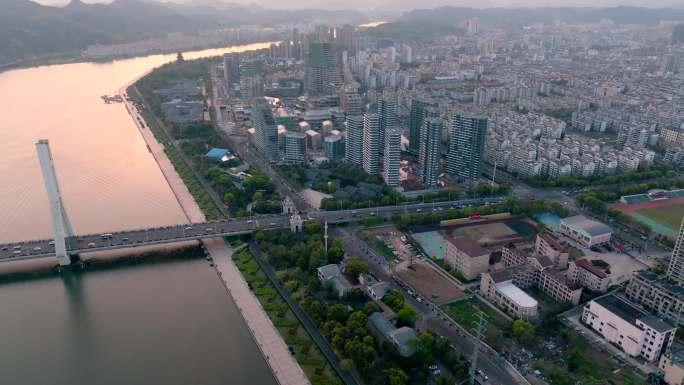 丽水南明湖傍晚在建银泰