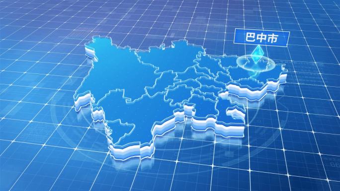 四川巴中市蓝色科技感定位地图