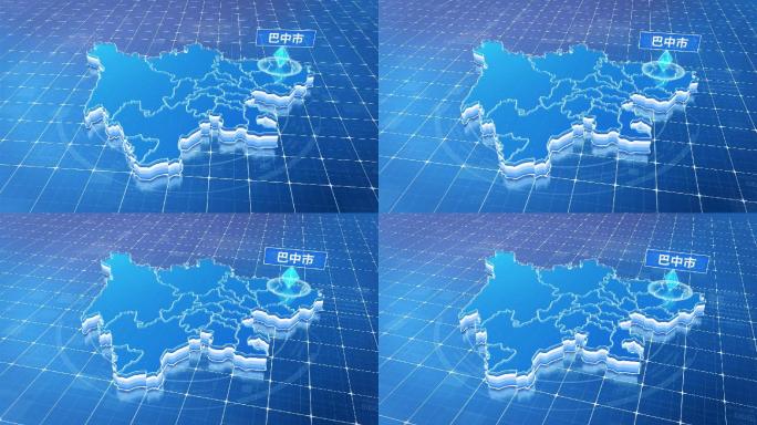 四川巴中市蓝色科技感定位地图