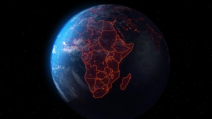 夜晚的非洲——从太空看地球（突出显示）