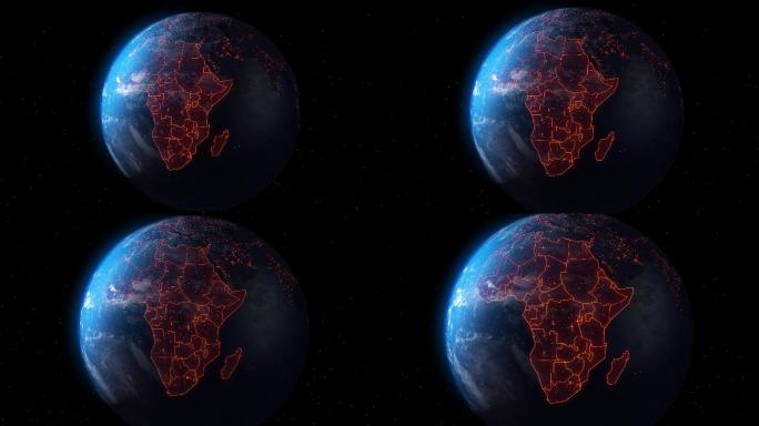 夜晚的非洲——从太空看地球（突出显示）