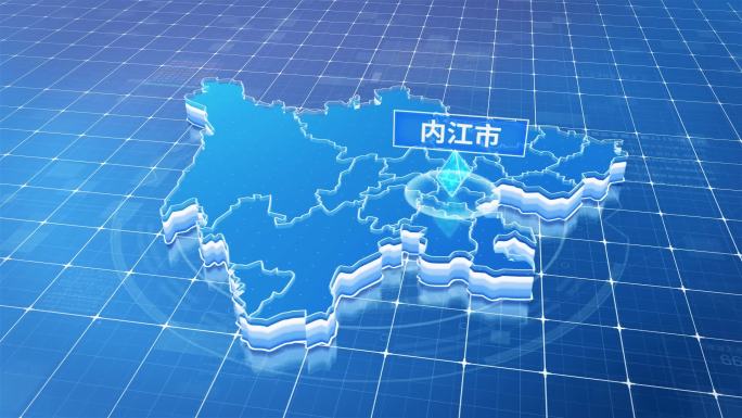 四川内江市蓝色科技感定位地图ae模板