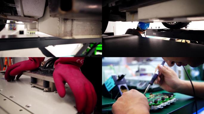 工人车间汽车维修安装特写