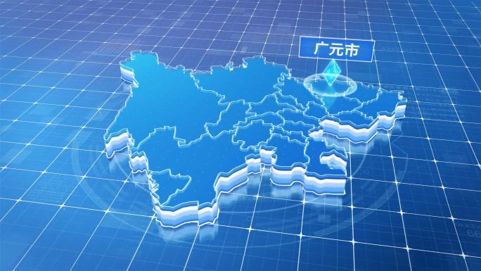 四川广元市蓝色科技感定位地图