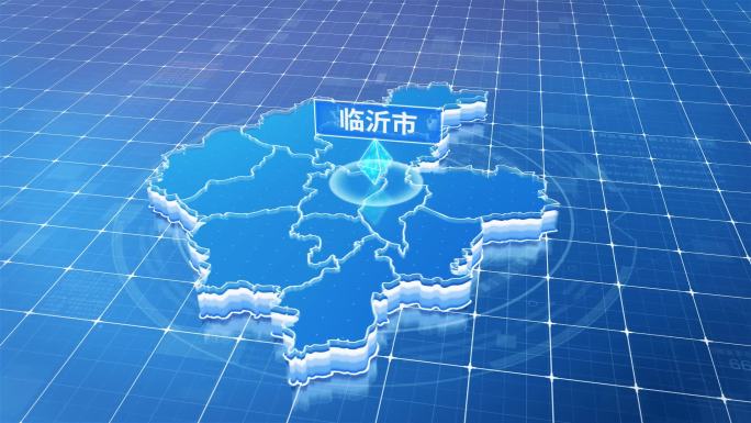 山东临沂市蓝色科技感定位地图