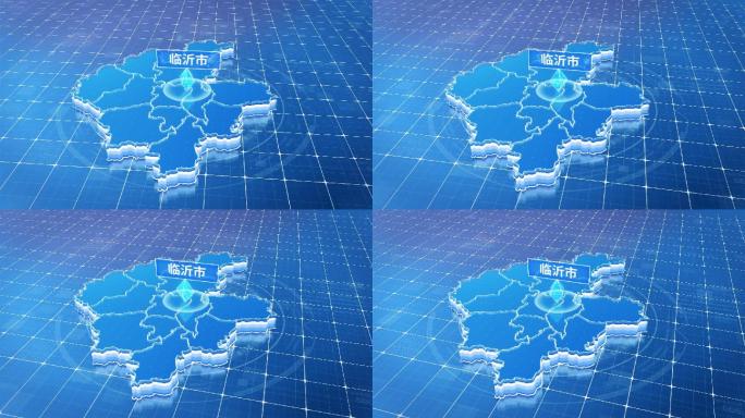 山东临沂市蓝色科技感定位地图