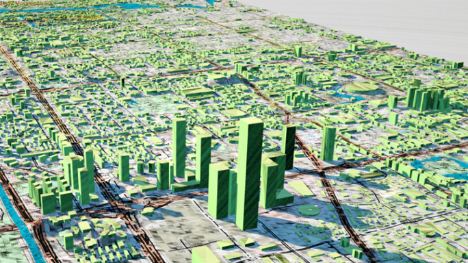 北京地图天安门故宫电视台地形C4D模型