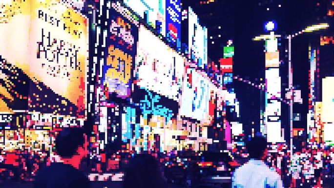 纽约曼哈顿时代广场夜间T/L Pixel Art Metropolis