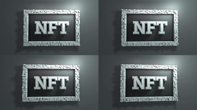 具有移动像素帧的NFT概念艺术