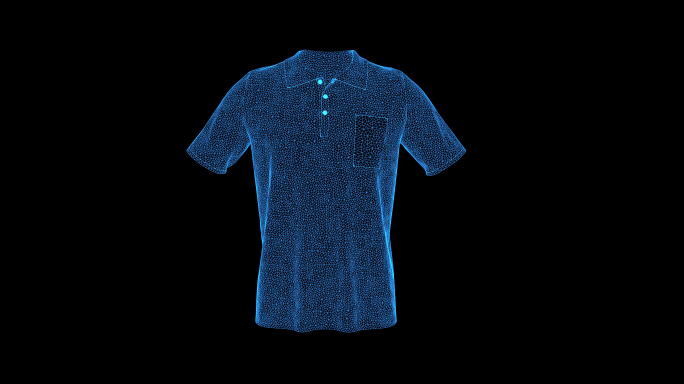 4K蓝色线框全息短袖衬衫动画素材带通道