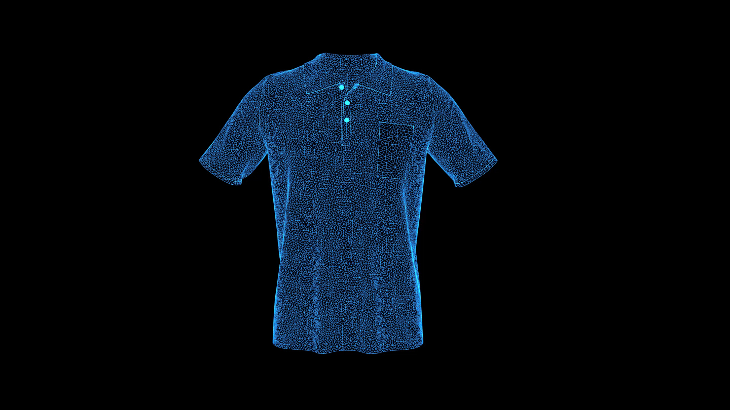 4K蓝色线框全息短袖衬衫动画素材带通道