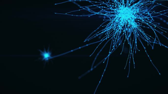 神经元系统全息图蓝色细胞特效视频