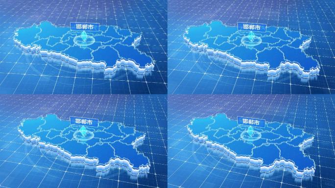 河北邯郸市蓝色科技感定位地图