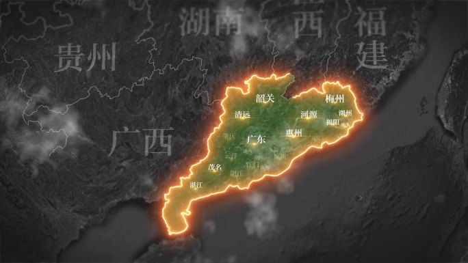 广东复古历史地图AE模板