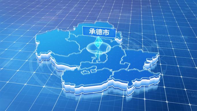 河北承德市蓝色科技感定位地图