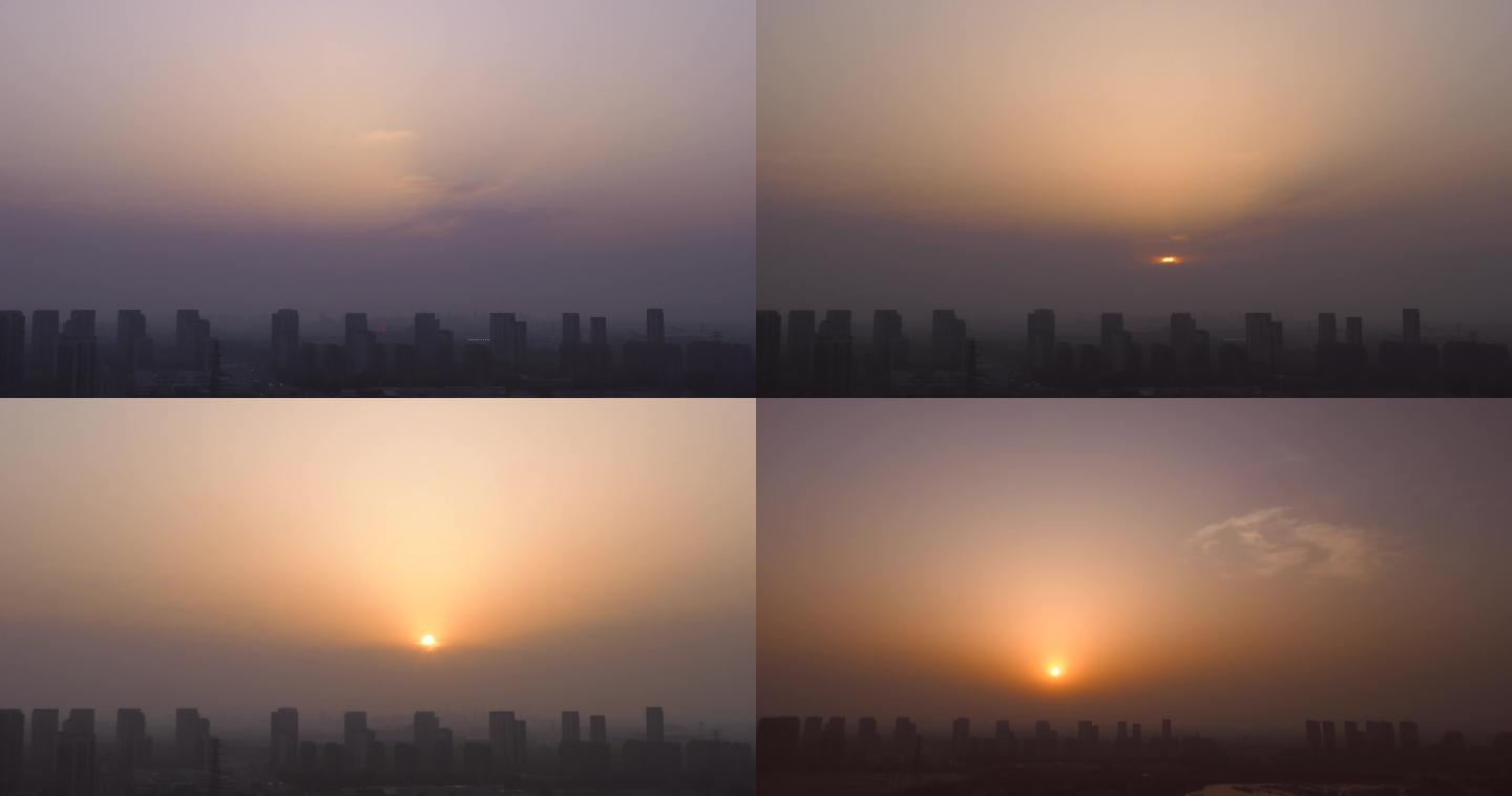城市雾霾空气污染日出空气污染 pm2.5