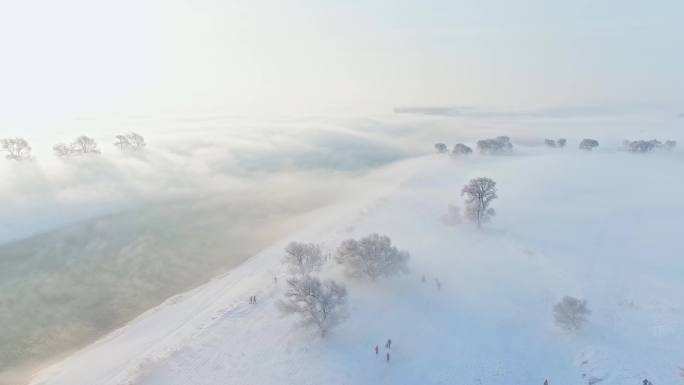 4K梦幻冰雪场景，航拍吉林雾凇岛雾凇