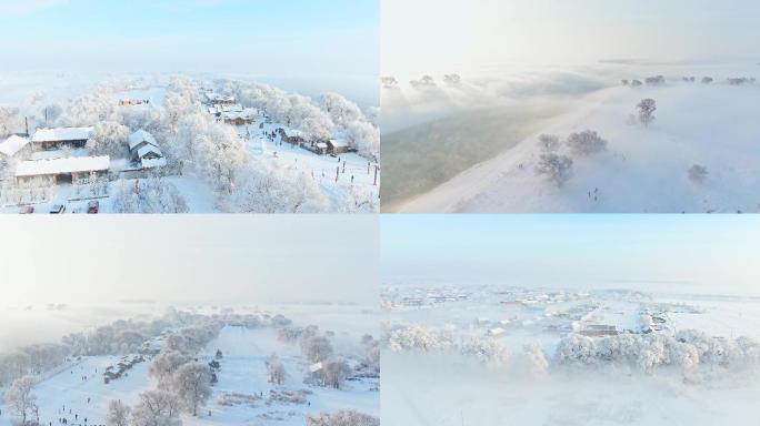 4K梦幻冰雪场景，航拍吉林雾凇岛雾凇