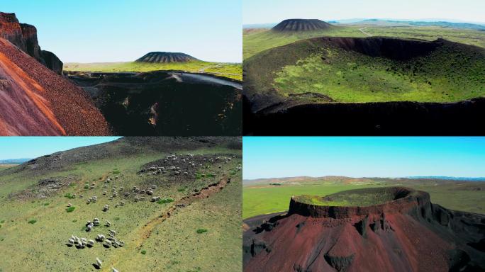 4K高清航拍内蒙乌兰哈达草原火山口合集