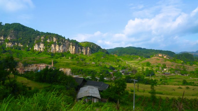 蓝天白云 青山 农田农地 乡村生活