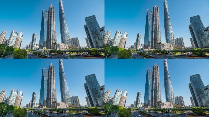 上海陆家嘴金融中心高楼车流延时