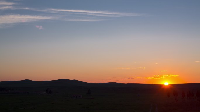 内蒙古大草原绝美高光比日落 延时