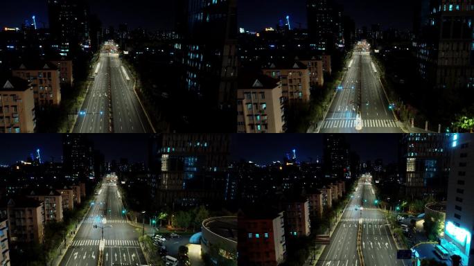 上海空城街道4k航拍素材 疫情空城市