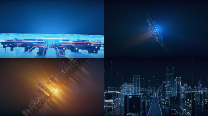 C4D科技虚拟智慧城市穿梭片头动画