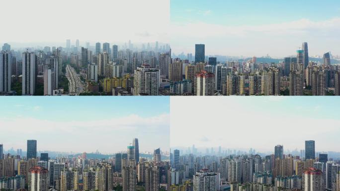 航拍重庆城市高楼全景