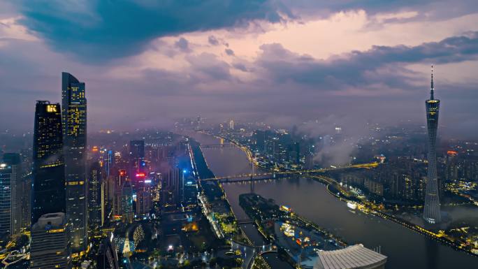 广州珠江新城-夜景云流