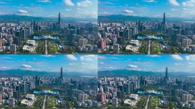 【正版4K素材】深圳市民中心中轴环绕航拍