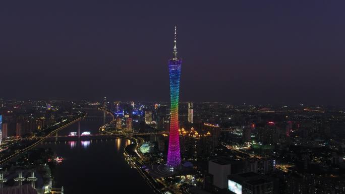广州塔  珠江新城 航拍 中轴线 夜景