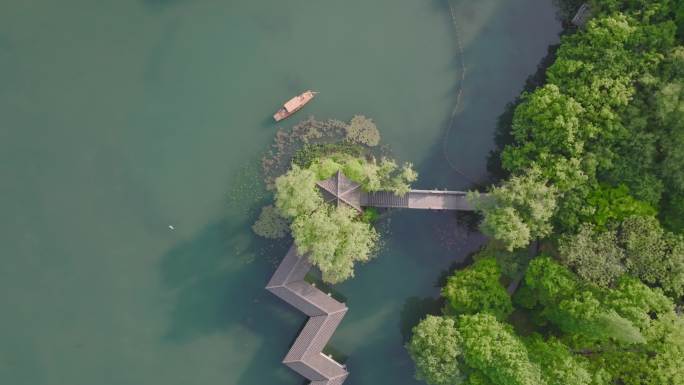 浙江杭州西湖浴鹄湾航拍 4k