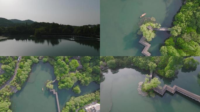 浙江杭州西湖浴鹄湾航拍 4k