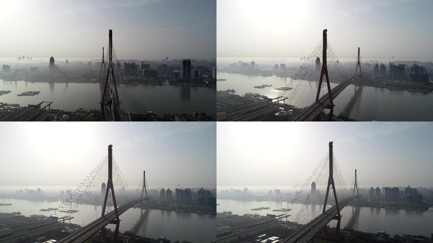 上海疫情 空城素材 杨浦大桥日出远景
