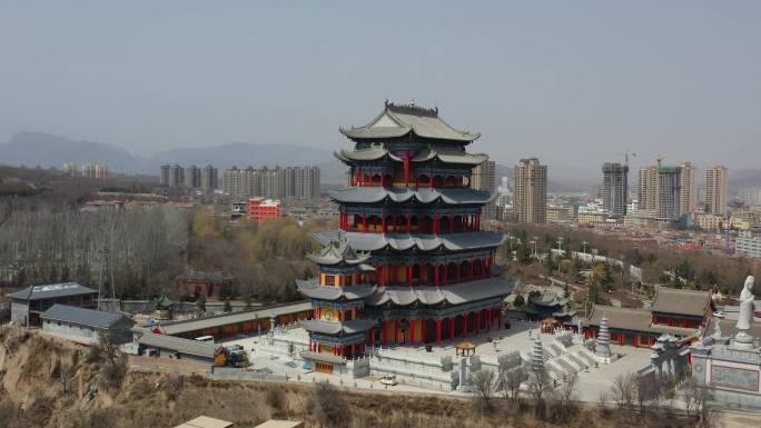 航拍平凉圆通寺，平凉圆通寺实景拍摄