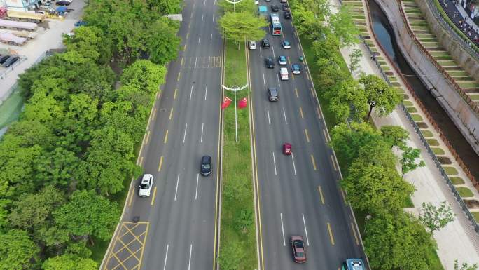 深圳市龙华新区龙华大道大景航拍车流道路