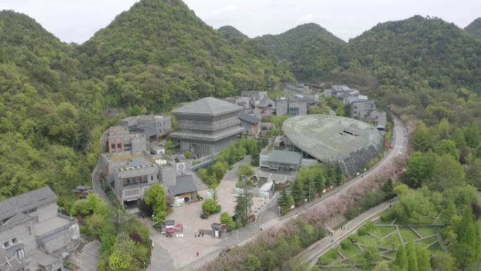 孔学堂文化建筑山水航拍