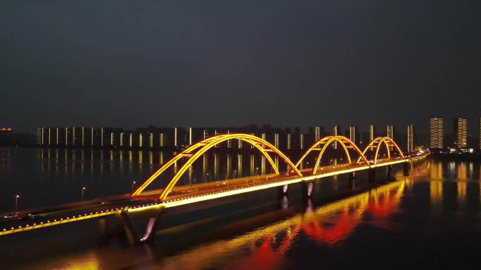 长沙夜景延时湘江福元路大桥城市4k原创