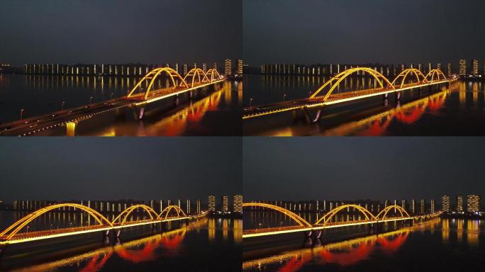 长沙夜景延时湘江福元路大桥城市4k原创